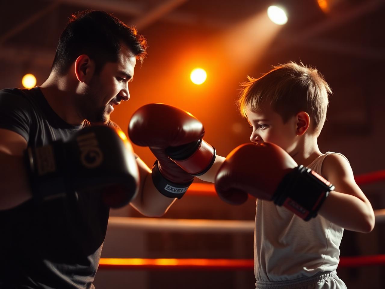 Kid training with coach